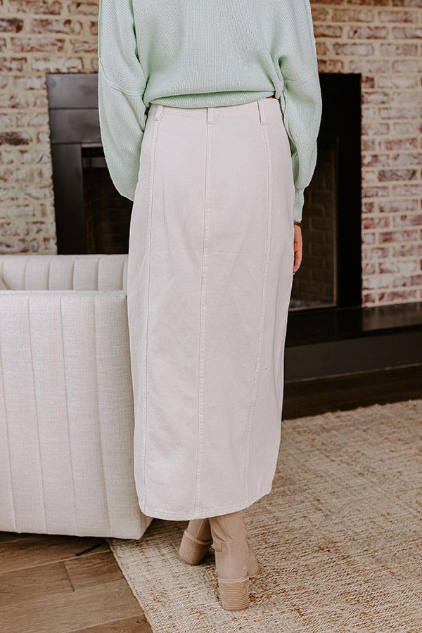 Impressions The Maris High Waist Denim Skirt In Cream