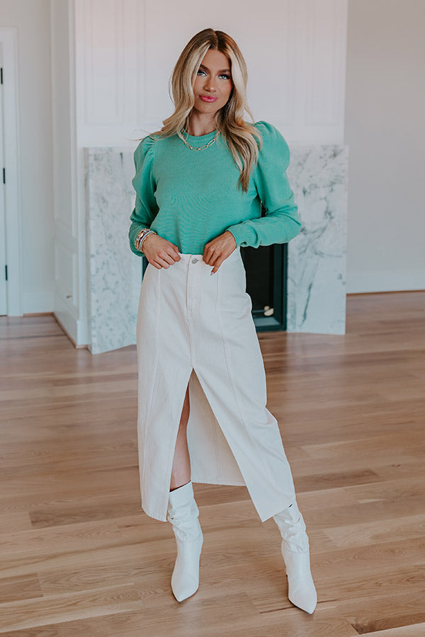 Impressions The Maris High Waist Denim Skirt In Cream