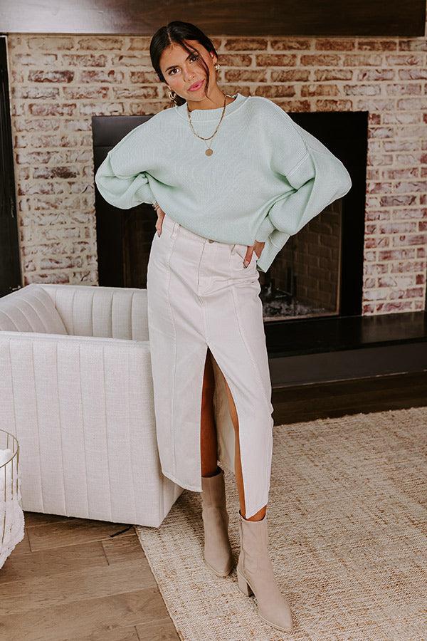 Impressions The Maris High Waist Denim Skirt in Cream