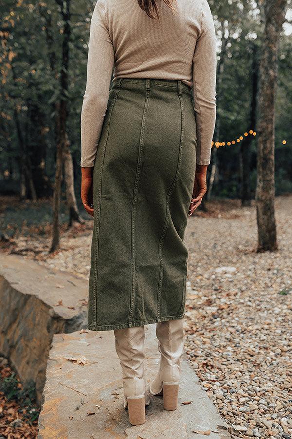 Impressions The Maris High Waist Denim Skirt In Olive
