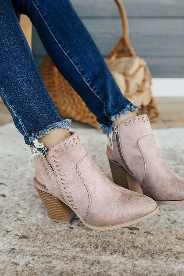 Impressions The McKinley Faux Suede Bootie In Warm Taupe
