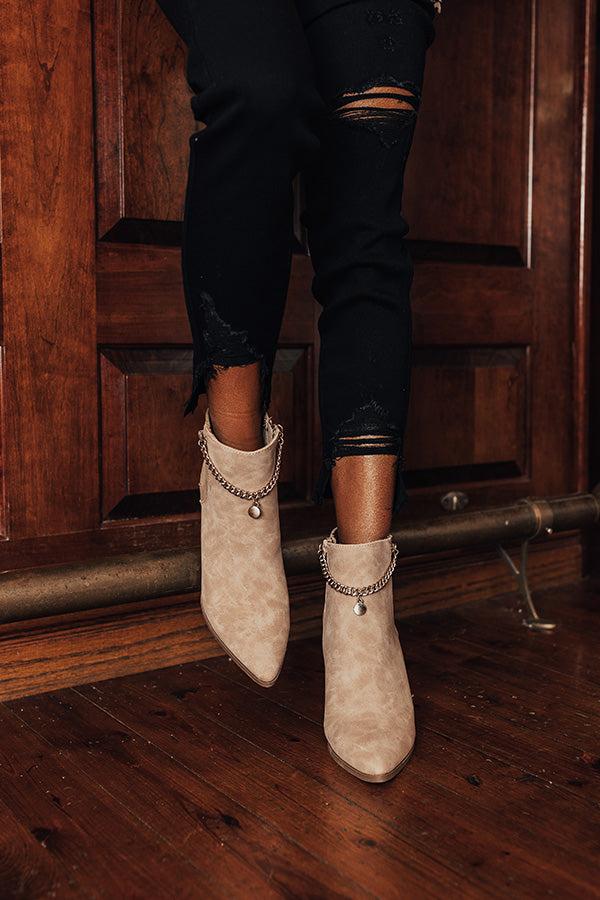 Impressions The Meena Faux Leather Bootie In Iced Latte