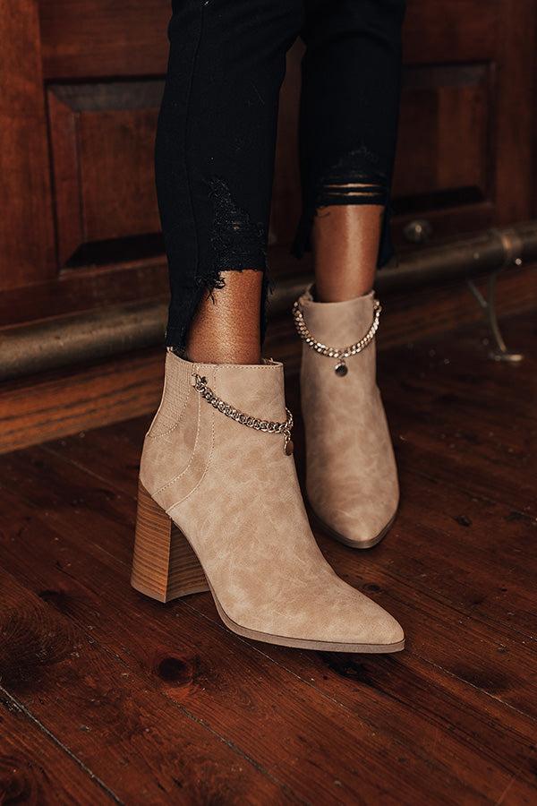 Impressions The Meena Faux Leather Bootie In Iced Latte