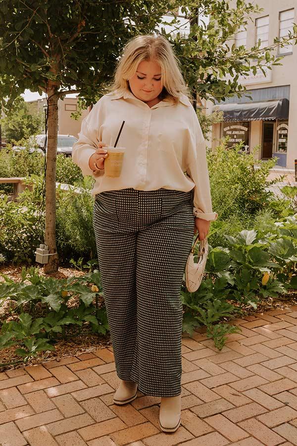 Impressions The Mila High Waist Houndstooth Pants Curves