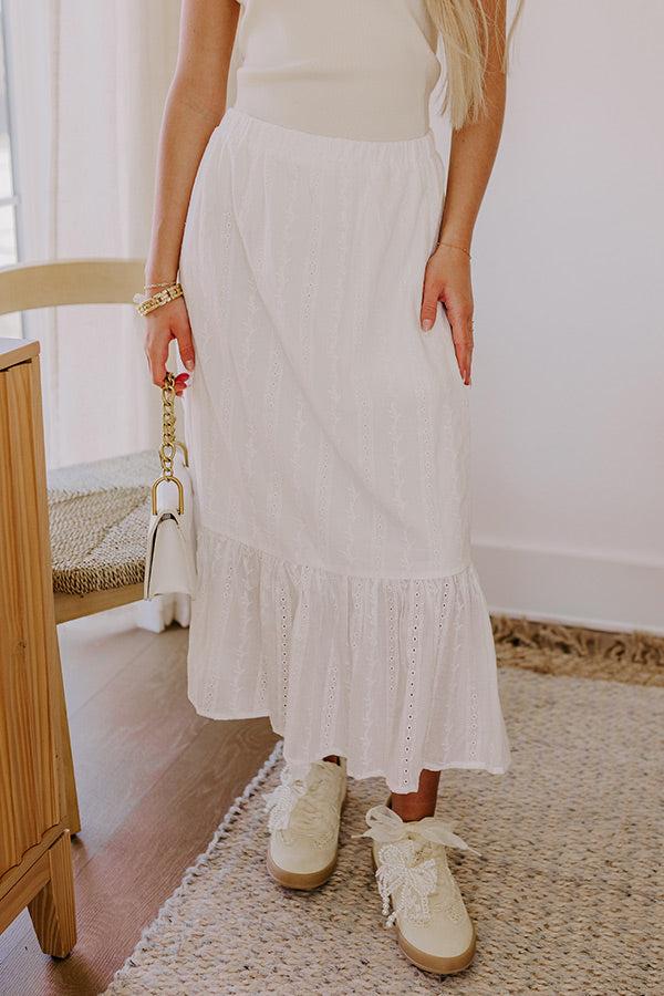 Impressions The Natalia High Waist Eyelet Midi Skirt
