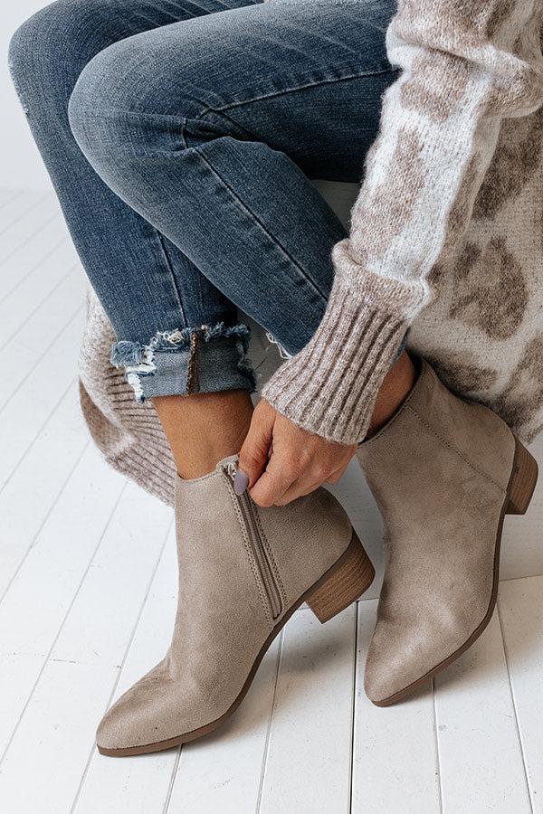 Impressions The Olette Faux Suede Bootie In Light Taupe