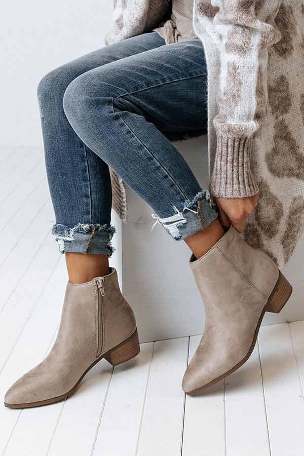 Impressions The Olette Faux Suede Bootie In Light Taupe