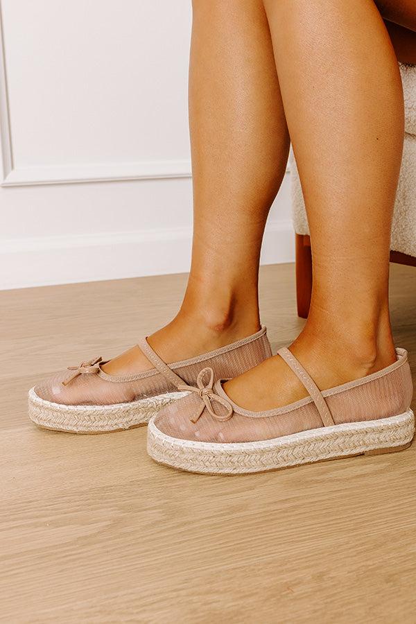 Impressions The Olivia Mesh Espadrille Flats In Taupe