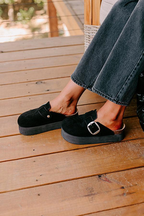 Impressions The Payton Faux Suede Platform Clogs in Black