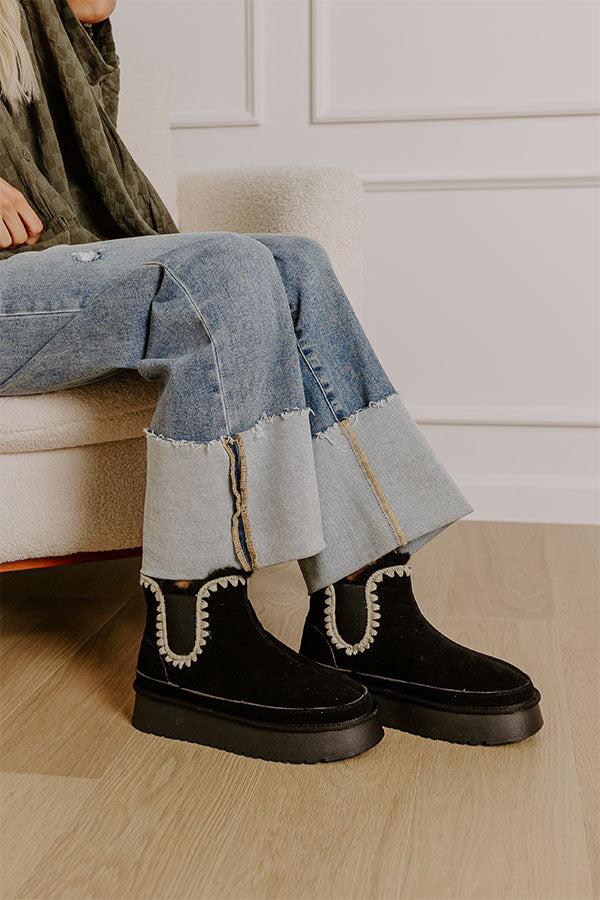 Impressions The Phoebe Faux Suede Platform Bootie In Black