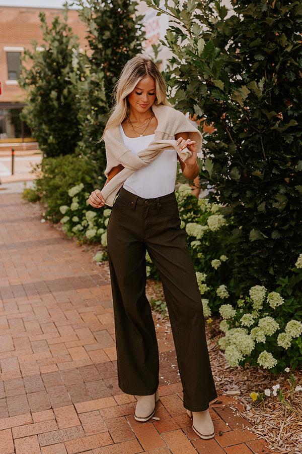 Impressions The Phoebe High Waist Wide Leg Pants in Deep Forest