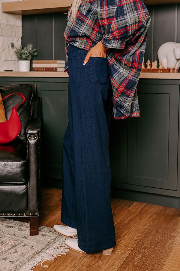 Impressions The Phoebe High Waist Wide Leg Pants In Navy