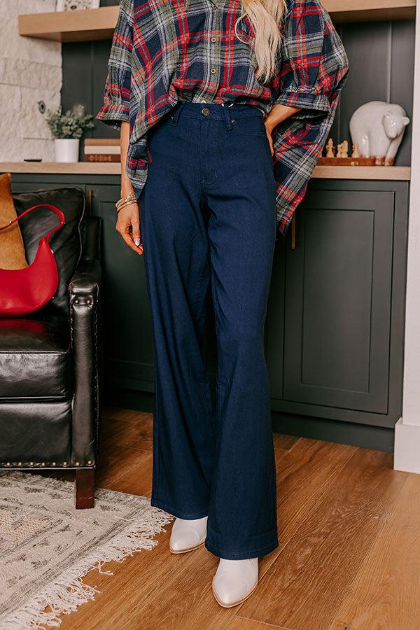 Impressions The Phoebe High Waist Wide Leg Pants In Navy