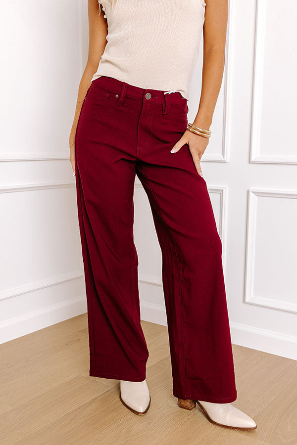 Impressions The Phoebe High Waist Wide Leg Pants In Wine