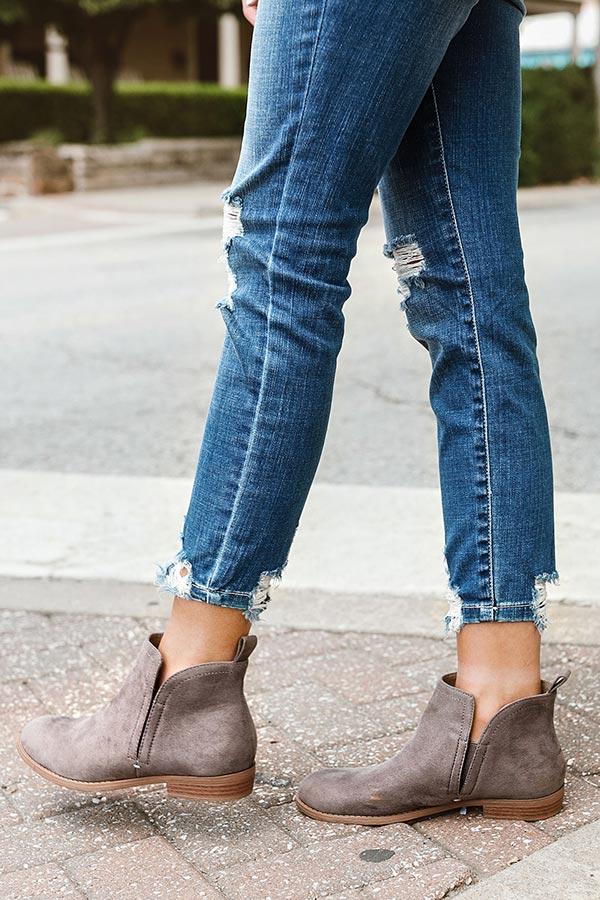 Impressions The Poppy Faux Suede Bootie In Charcoal