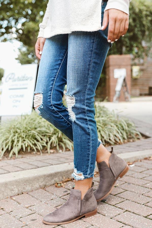 Impressions The Poppy Faux Suede Bootie in Charcoal