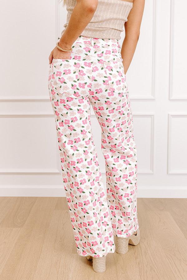 Impressions The Poppy High Waist Floral Wide Leg Pants In Pink