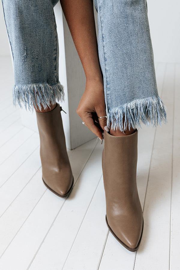 Impressions The Portofino Faux Leather Bootie In Warm Taupe