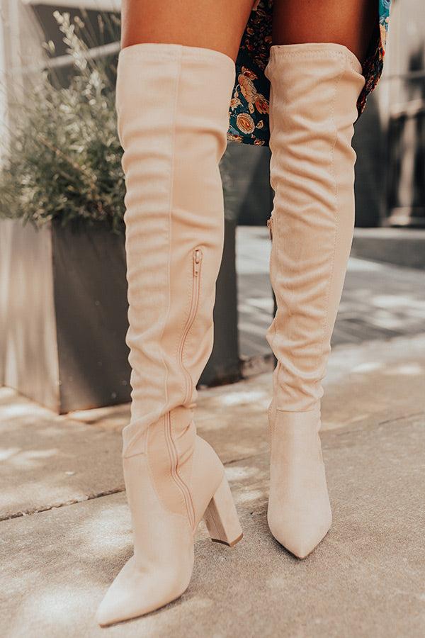 Impressions The Poston Faux Suede Thigh High Boot In Champagne