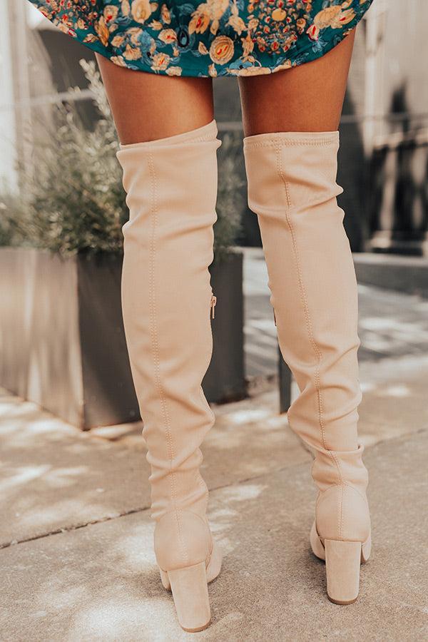 Impressions The Poston Faux Suede Thigh High Boot In Champagne
