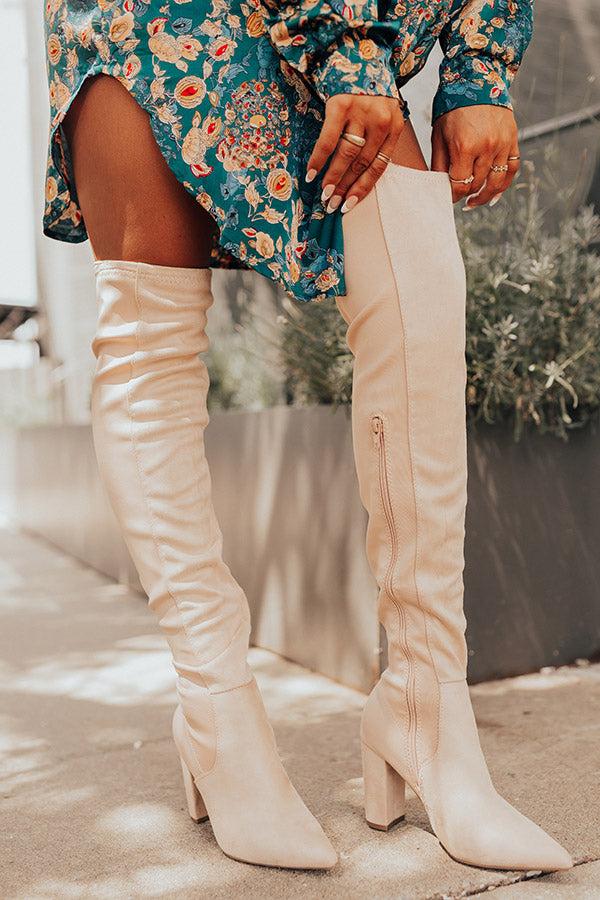 Impressions The Poston Faux Suede Thigh High Boot In Champagne