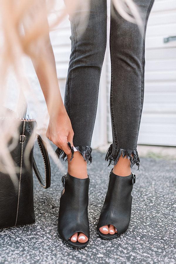 Impressions The Pryor Faux Leather Peep Toe Bootie In Black