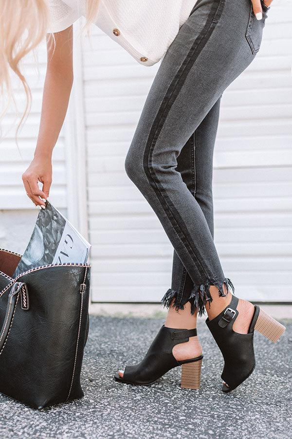 Impressions The Pryor Faux Leather Peep Toe Bootie In Black