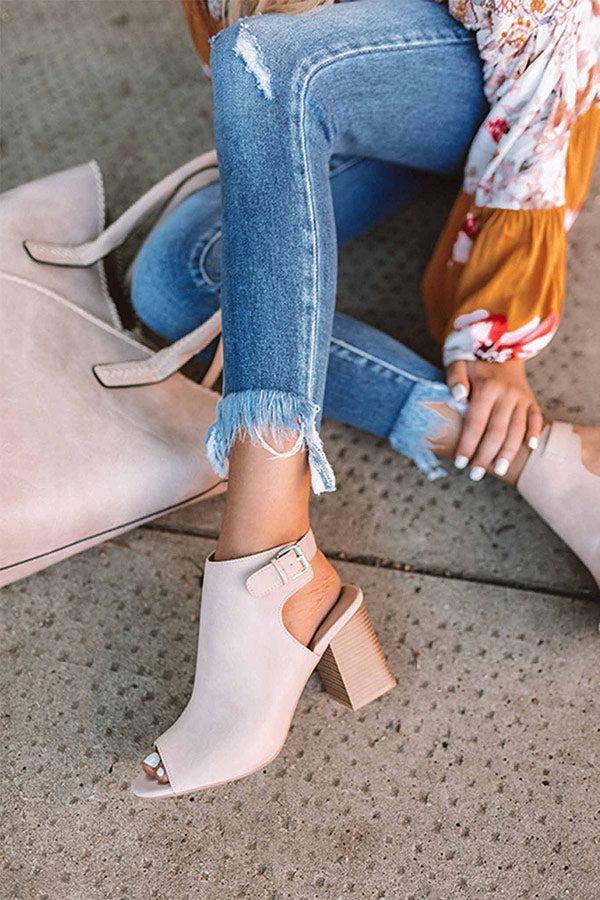 Impressions The Pryor Faux Leather Peep Toe Bootie In Blush