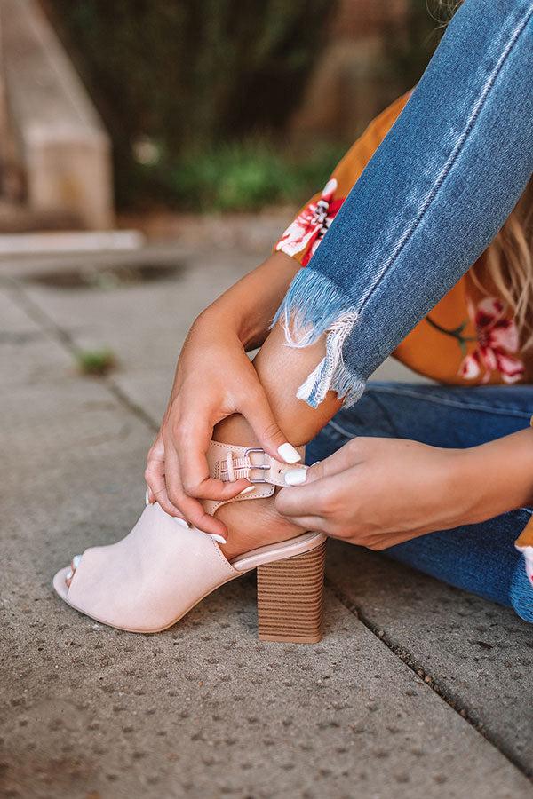 Impressions The Pryor Faux Leather Peep Toe Bootie In Blush