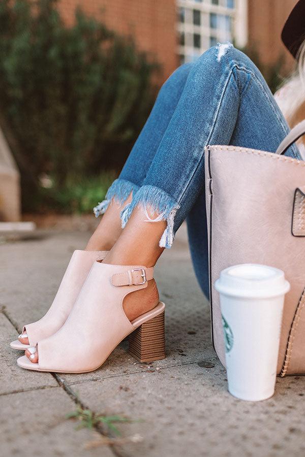 Impressions The Pryor Faux Leather Peep Toe Bootie In Blush