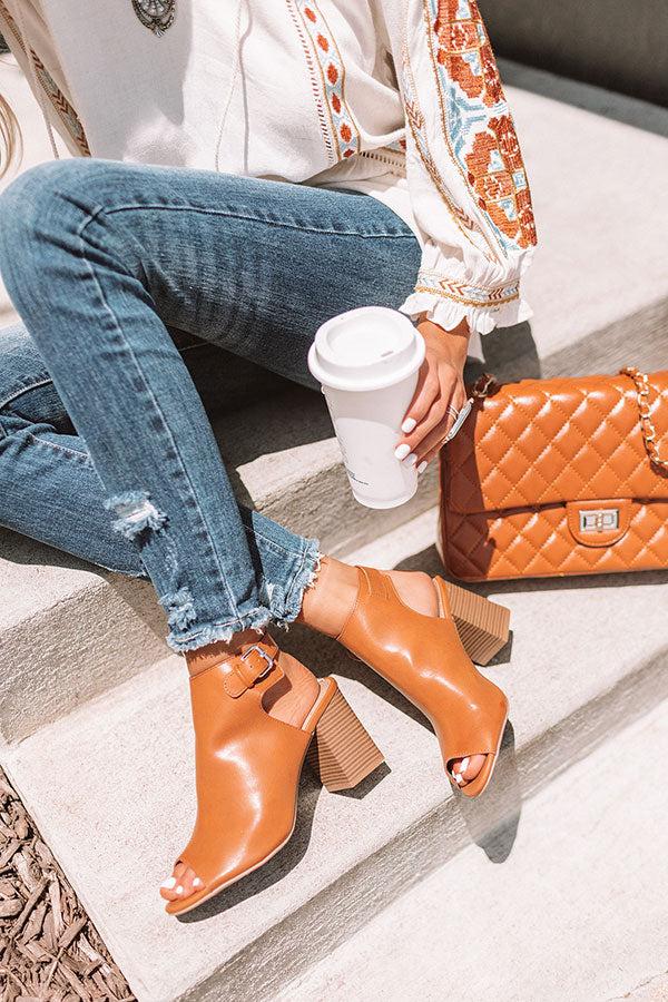 Impressions The Pryor Faux Leather Peep Toe Bootie In Maple