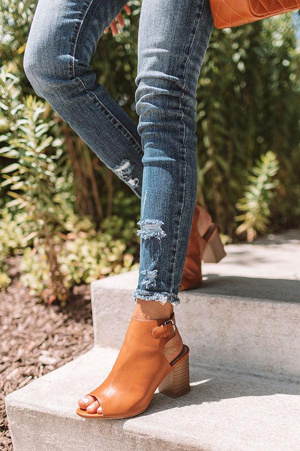 Impressions The Pryor Faux Leather Peep Toe Bootie In Maple