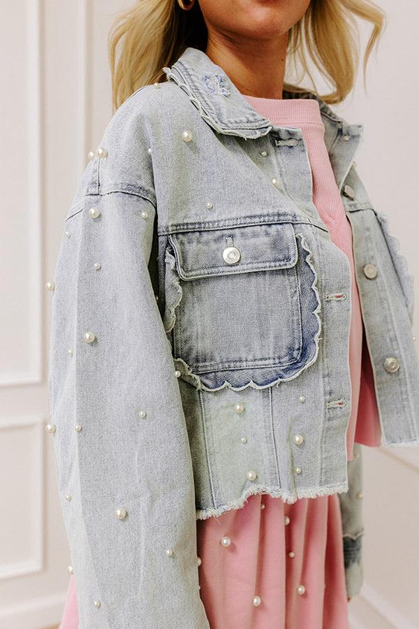 Impressions The Rachel Pearl Embellished Denim Jacket
