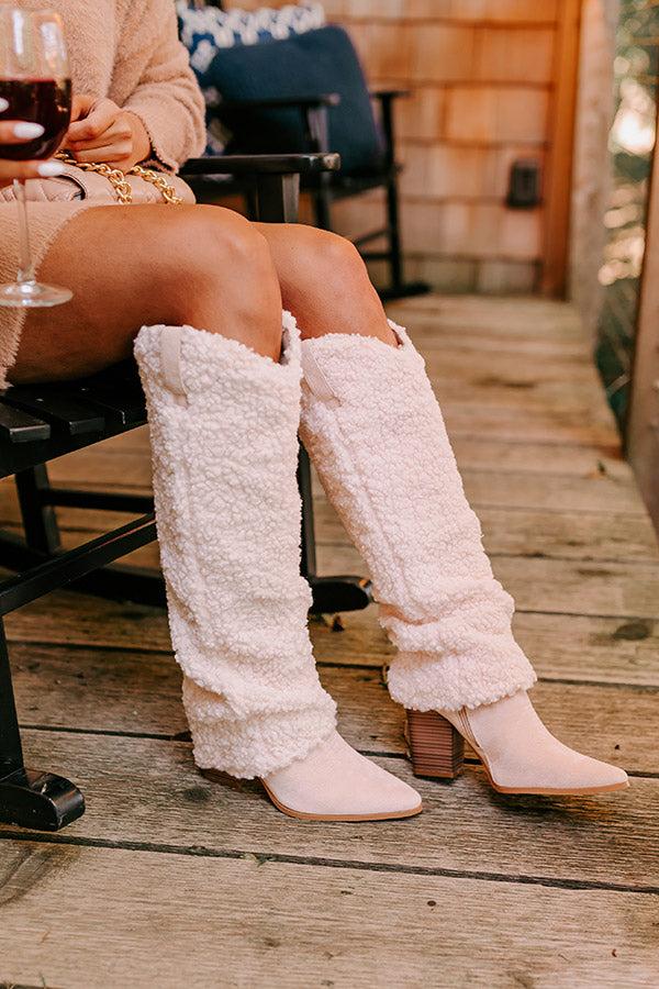 Impressions The Raelynn Sherpa Knee High Boot In Light Blush