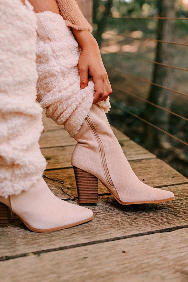 Impressions The Raelynn Sherpa Knee High Boot In Light Blush