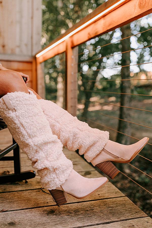 Impressions The Raelynn Sherpa Knee High Boot In Light Blush