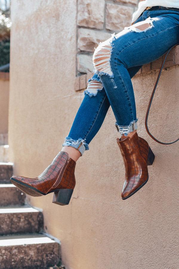 Impressions The Ramsey Faux Leather Bootie In Cinnamon