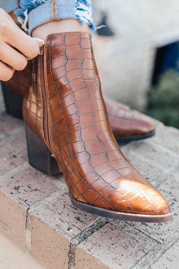 Impressions The Ramsey Faux Leather Bootie In Cinnamon