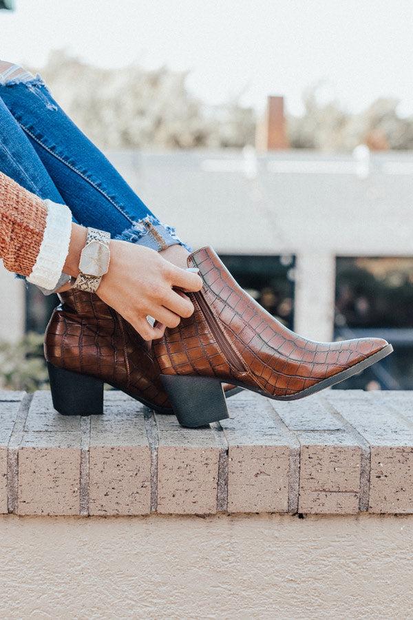 Impressions The Ramsey Faux Leather Bootie In Cinnamon
