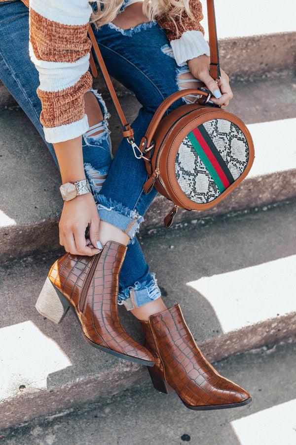 Impressions The Ramsey Faux Leather Bootie In Cinnamon
