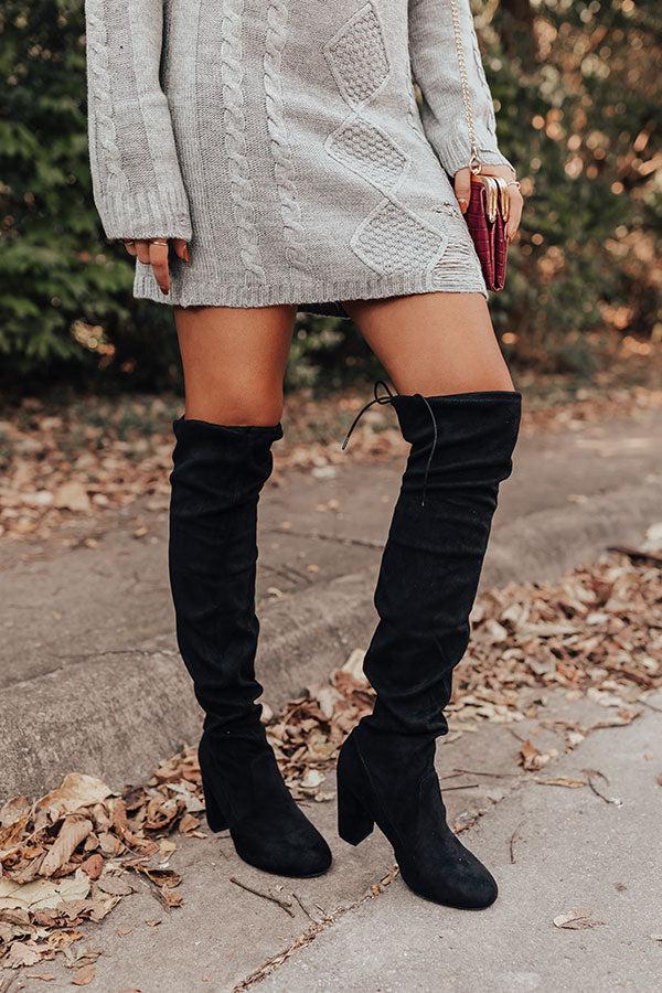 Impressions The Raven Faux Suede Thigh High Boot In Black