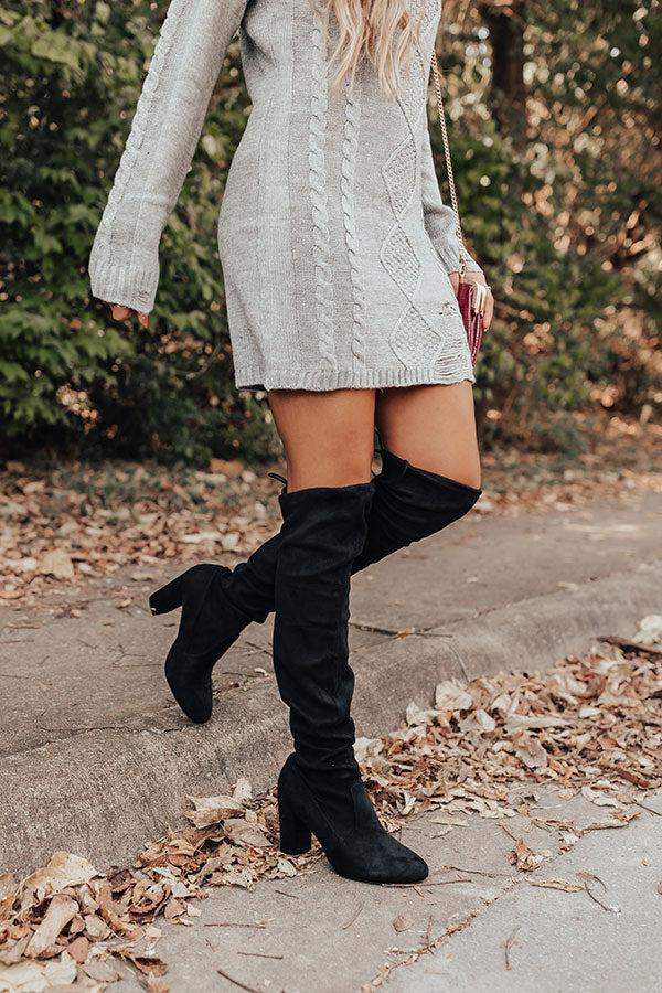 Impressions The Raven Faux Suede Thigh High Boot In Black