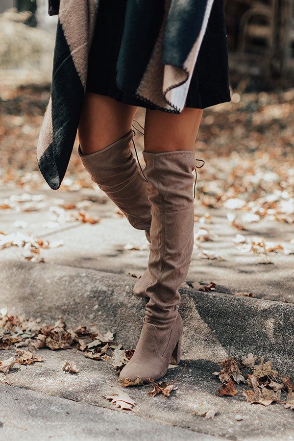 Impressions The Raven Faux Suede Thigh High Boot In Warm Taupe
