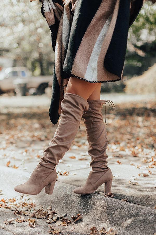 Impressions The Raven Faux Suede Thigh High Boot In Warm Taupe