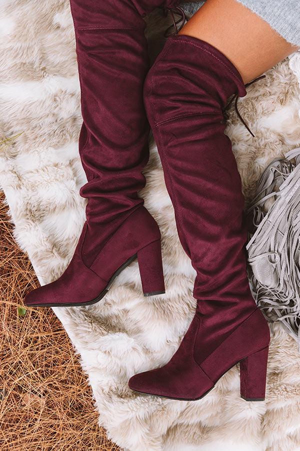 Impressions The Raven Faux Suede Thigh High Boot In Windsor Wine