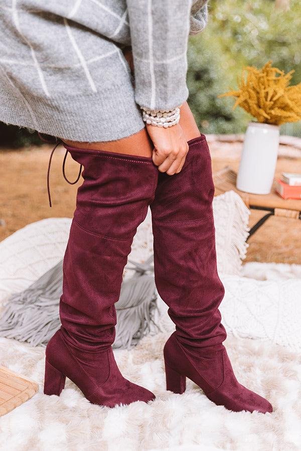 Impressions The Raven Faux Suede Thigh High Boot In Windsor Wine