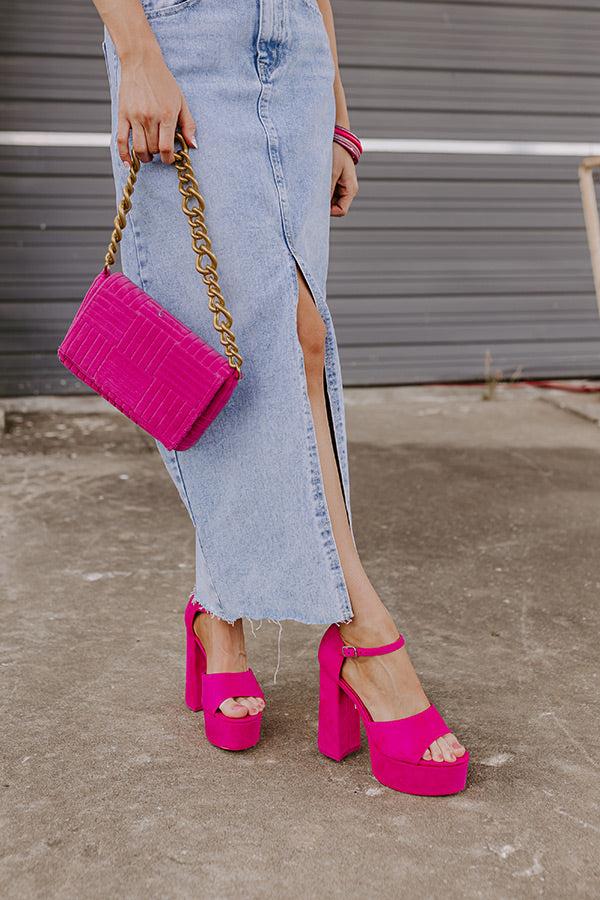Impressions The Reagan Faux Suede Platform Heel In Fuchsia
