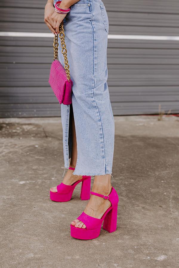 Impressions The Reagan Faux Suede Platform Heel In Fuchsia