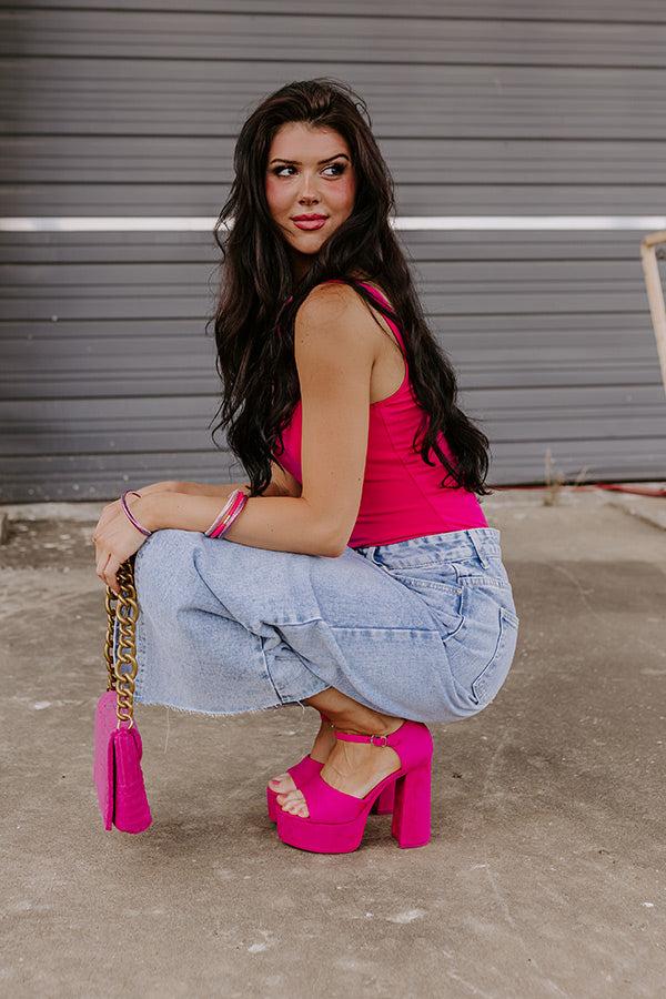 Impressions The Reagan Faux Suede Platform Heel In Fuchsia