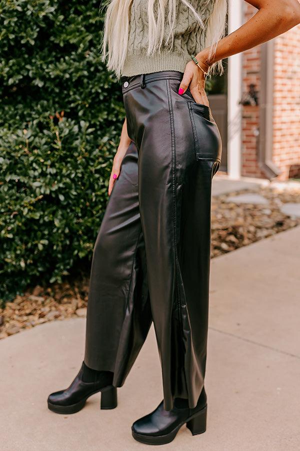 Impressions The Reagan High Waist Faux Leather Pants In Black
